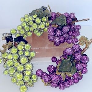Vintage glass micro beaded faux grapes- set of 4 clusters